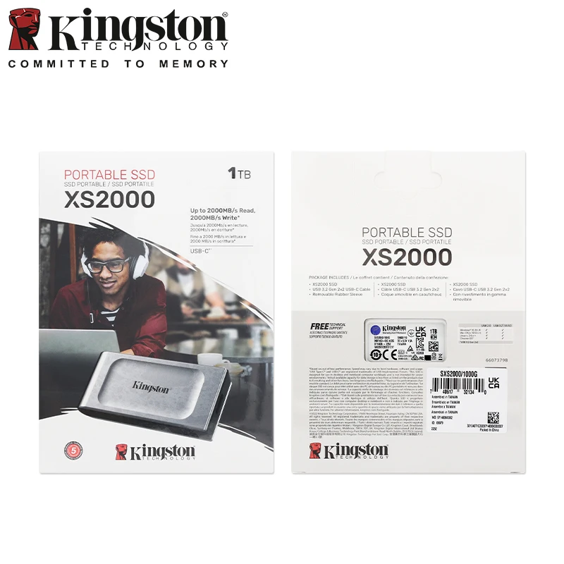 Original Kingston External Solid State Drive XS2000 USB Type-C 3.2