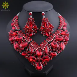 New Costume Women Dubai Jewelry Set African Beads Engagement Necklace and Earrings for Party