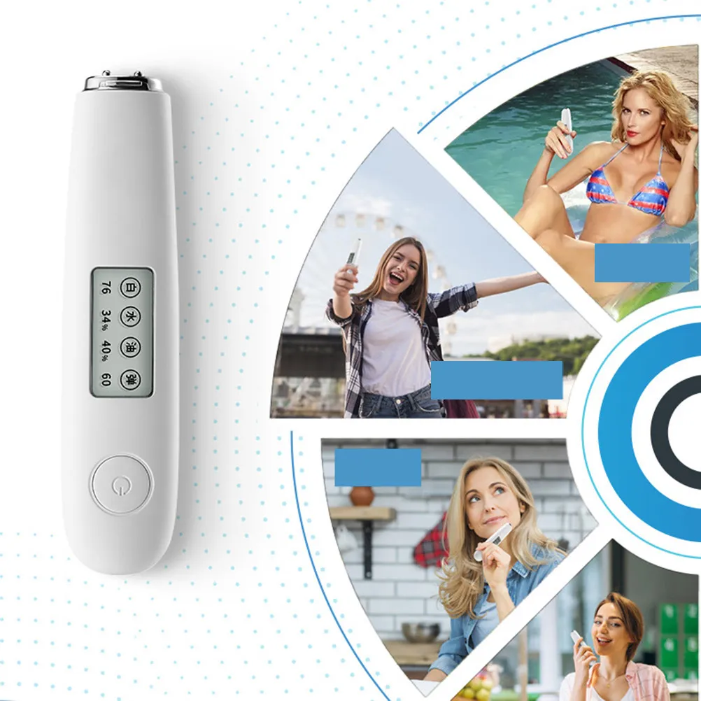 1Pcs Skin Tester White Personal Skin Testing Device for Measuring Moisture Oil Dryness Whitening Degree Portable Home Beauty