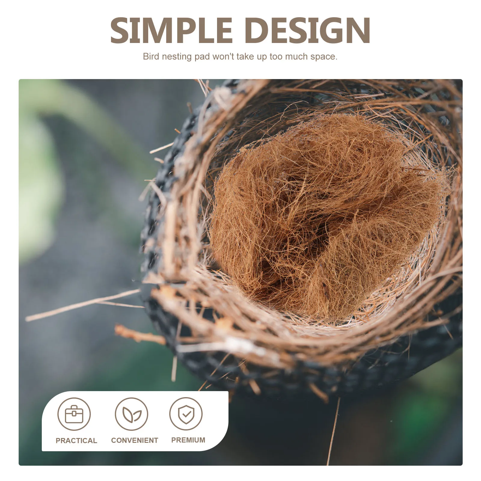 

Coconut Silk Bird Nest Mat Lightweight Breathable Reusable Liner Safe Easy Clean Nesting Pad for Small Pets Suitable Home Pet