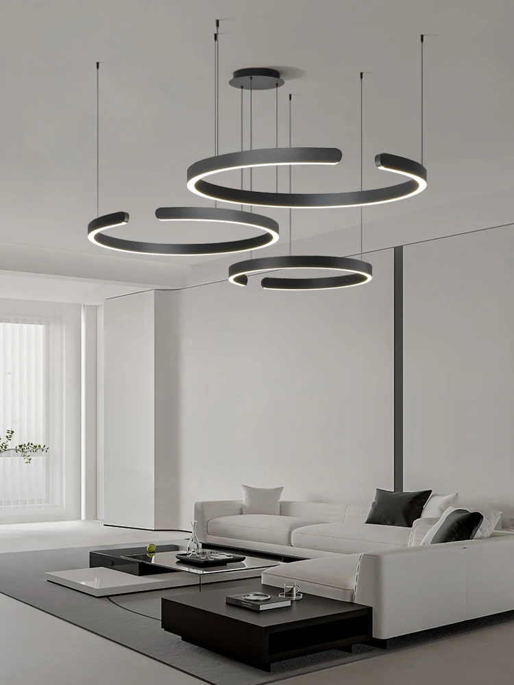 Imagem -02 - Modern Minimalista Semicircular Anel Led Lustre Sala de Estar Iluminação Sala de Jantar Pendant Light Quarto Pendurado Lâmpada