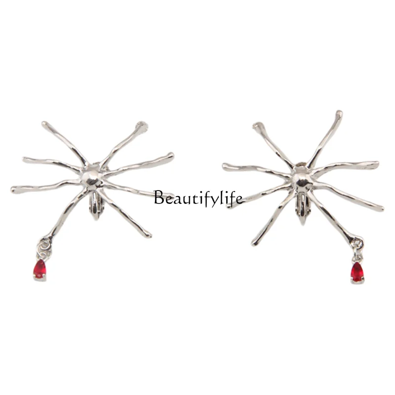 

Minimalist advanced cold wind liquid metal spider beautiful ear clips