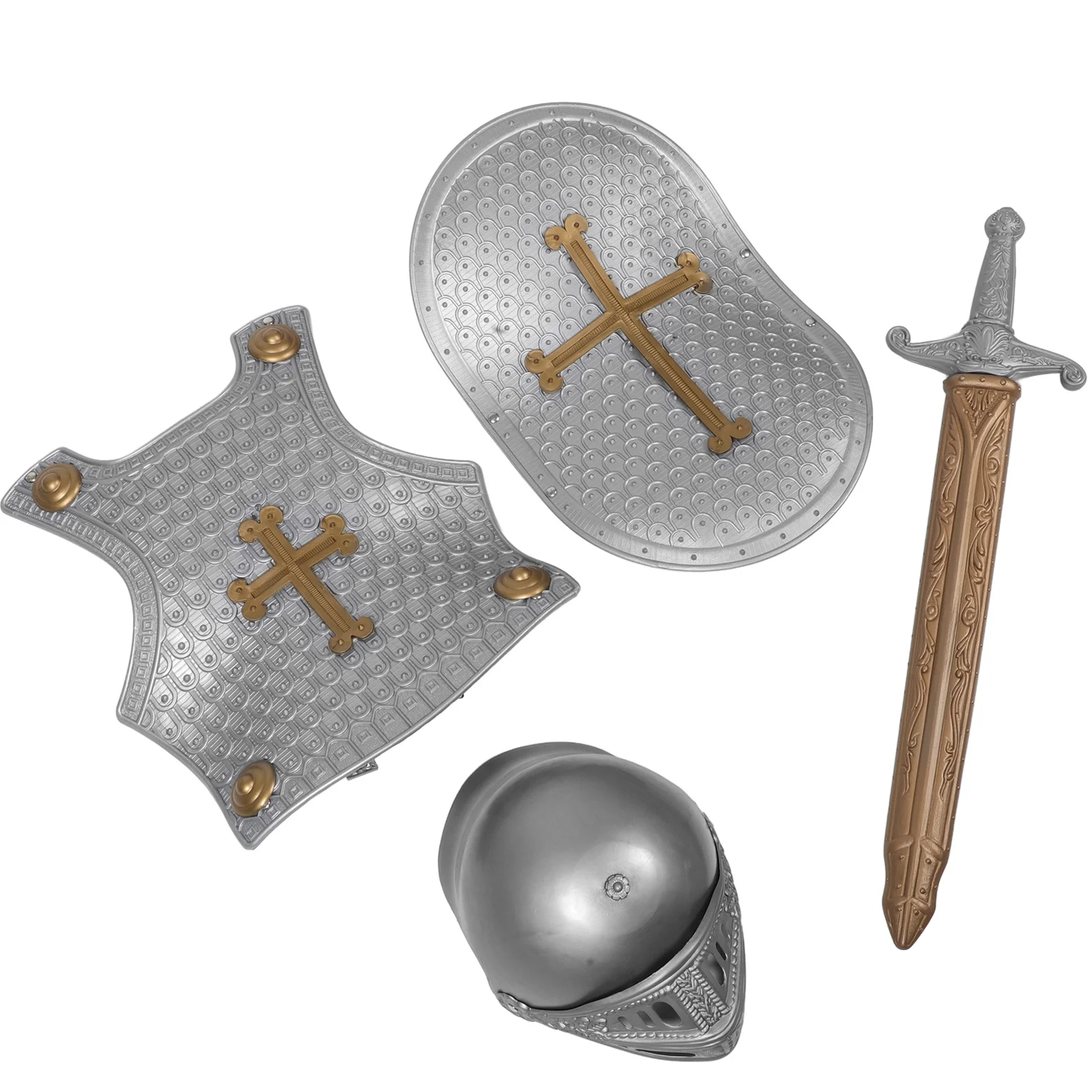 Roman Armor Set Small Shield Halloween Costumes 4 Piece Party Toy for Boys Plastic Kids Toddler