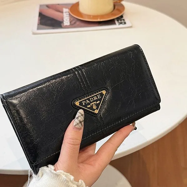 

Длинный женский кошелек в дизайнерском стиле 2025 года, кошелек-клатч с блокировкой RFID, застежкой-молнией и слотами для карт