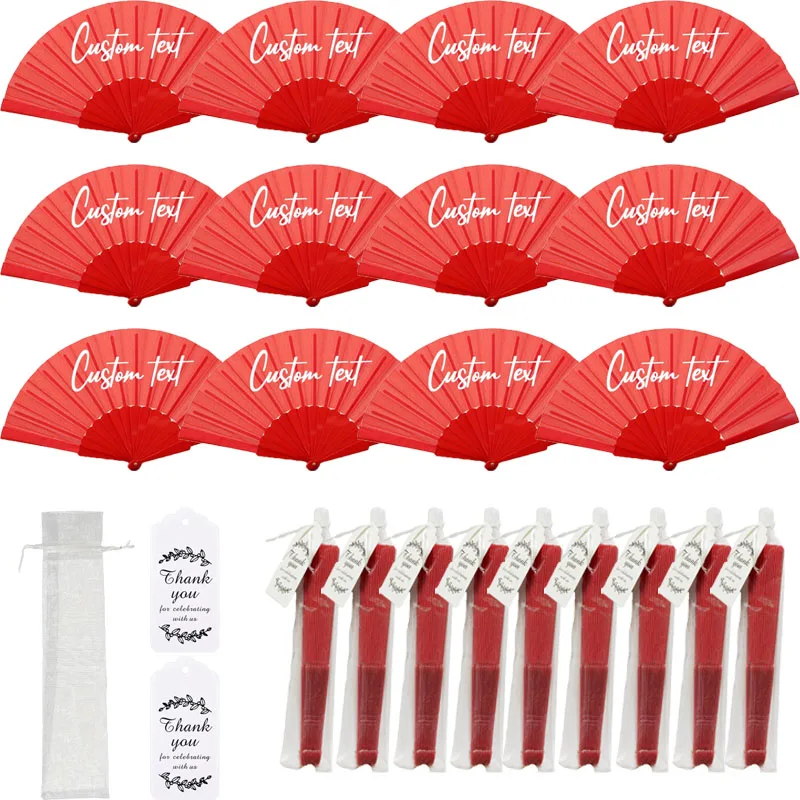 Personalized Custom Wedding Fan - Customizable Name or Logo on the Fan, Vintage Handheld Folding Fan, Special for Brides, Grooms, and Balls - Lightweight and Portable Wedding Decoration, Durable Plastic Keepsake, Weddi