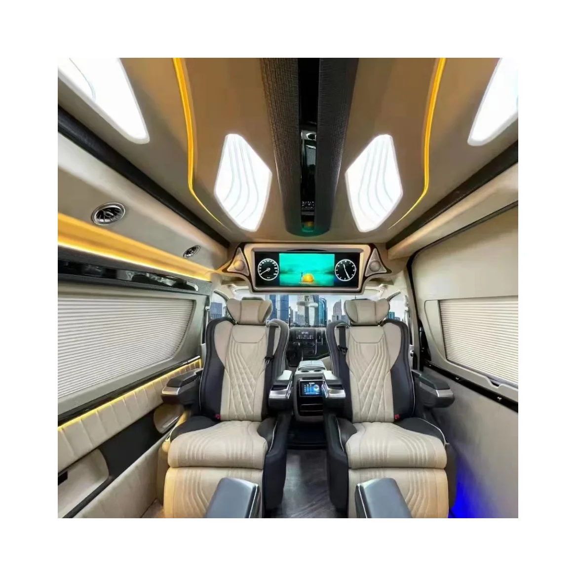 

The latest luxury upgrade electric curtain rear seats car interior accessories customized for TOYOTA HIACE