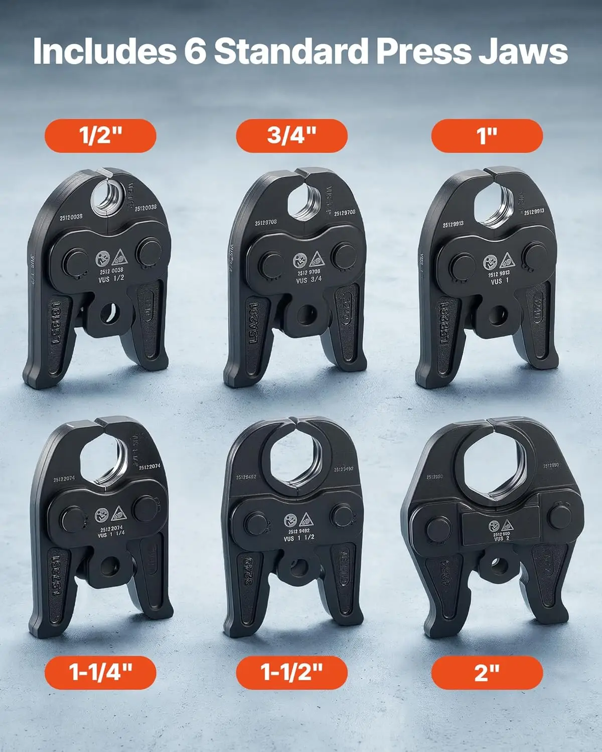 ProPress Tool, 18V Electric Pipe Crimping Tool for 1/2", 3/4", 1", 1-1/4", 1-1/2", 2" Copper Pipes, 32KN Pro Press Tool 6 VUS