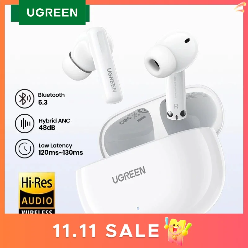UGREEN HiTune ANC TWS Wireless Earbuds Active Noise Cancellation Hi-Res LDAC Bluetooth Earphones for iPhone 15 Pro Max