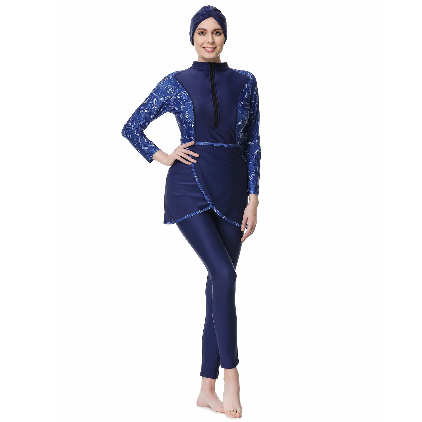 

Musulmana 2023 Latest Muslim Swimwear Three-piece Set with Floral Print and Sun Protection Muslim Sportswear Women Hasema