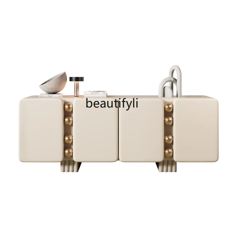 

French Cream Wind TV Cabinet Modern Storage Locker Villa Living Room Solid Wood Dining Side Cabinet