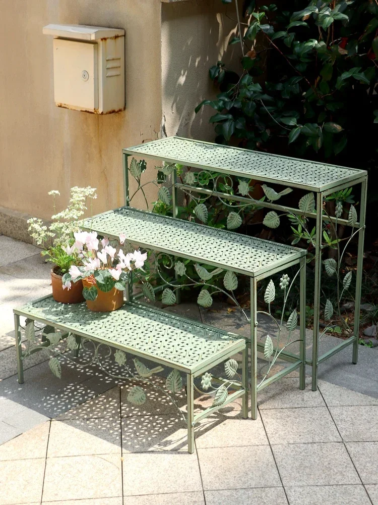 

Balcony flower stand, shelf, stepped outdoor courtyard, garden succulent flower pot stand, outdoor floor-to-ceiling