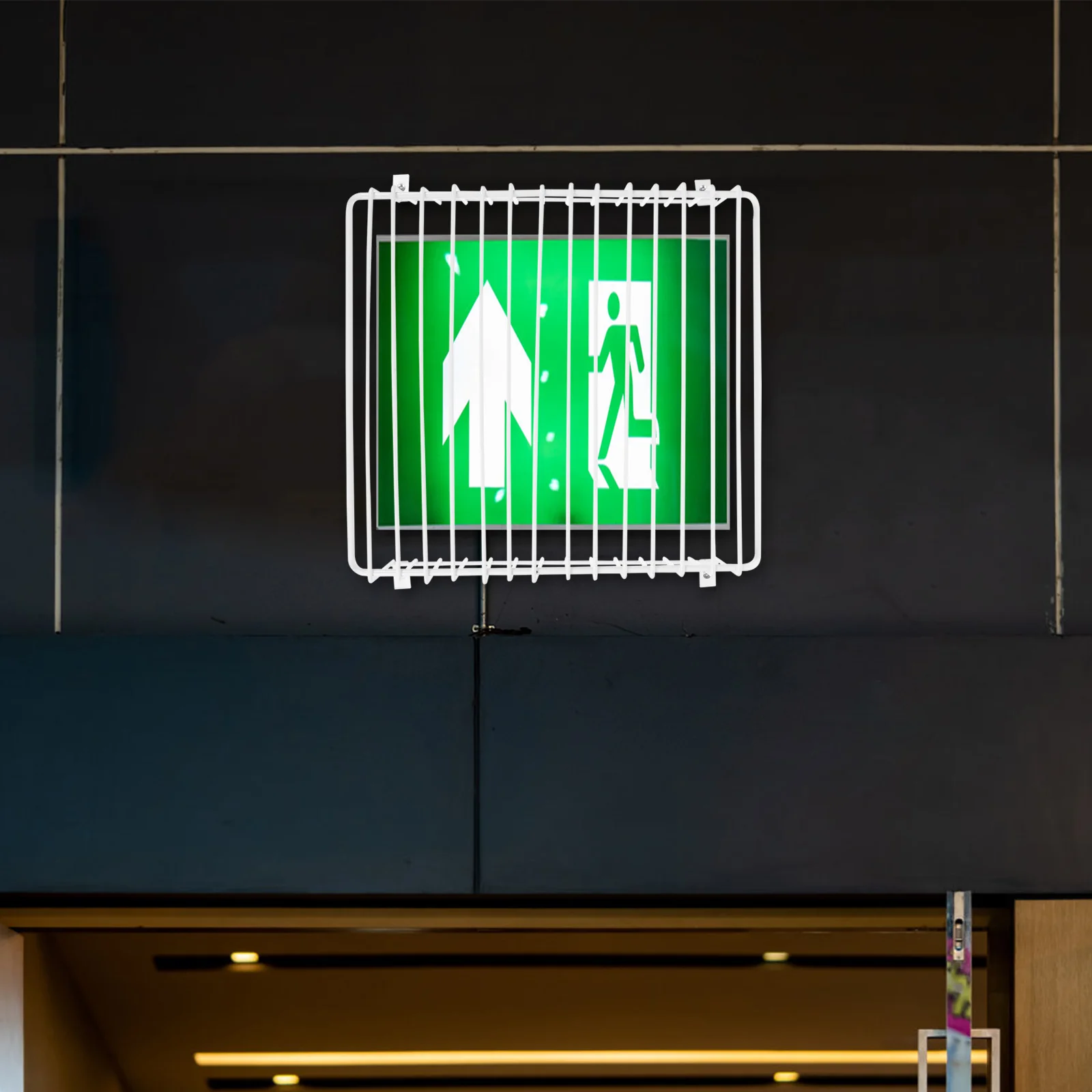 Emergency Light Protective Cover Safety Barrier Exit Sign Cage Damage Shield Impact Stopper Wire Guard Evacuation Sign Protector