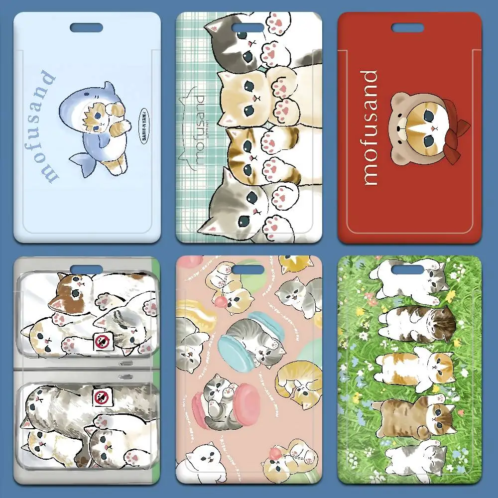 Porta credenciales con diseño de gato M-Mofusand, lindo y popular, porta tarjetas, porta credenciales para estudiantes, correa para el cuello, ideal para regalo.