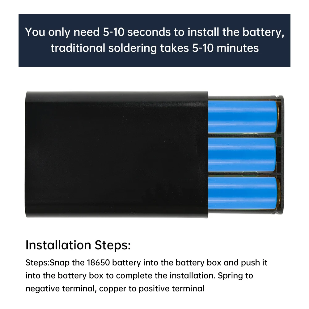 3er-Set 18650 Schweißfreie Schutz-DC-Steckdosen-Stromversorgungsbox DIY-Kit für DC 12V Powerbank Gleichspannungs-USV-Batteriebox