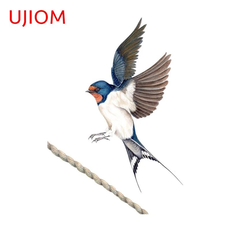 UJIOM 13cm x 9cm Sparrow Wall Stickers Creative Cute Bedroom Decals Waterproof Sunscreen Windshield Laptop House Stickers