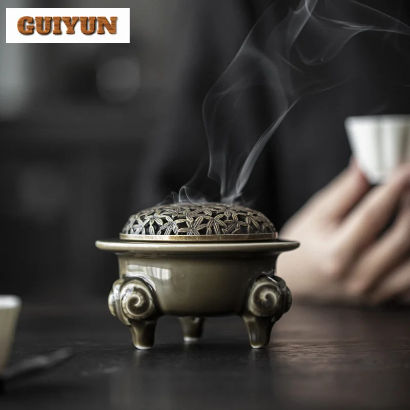 

Celadon курильница с тремя ножками бытовой подсвечник винтажная ароматическая ароматерапия печи чайные украшения подарок