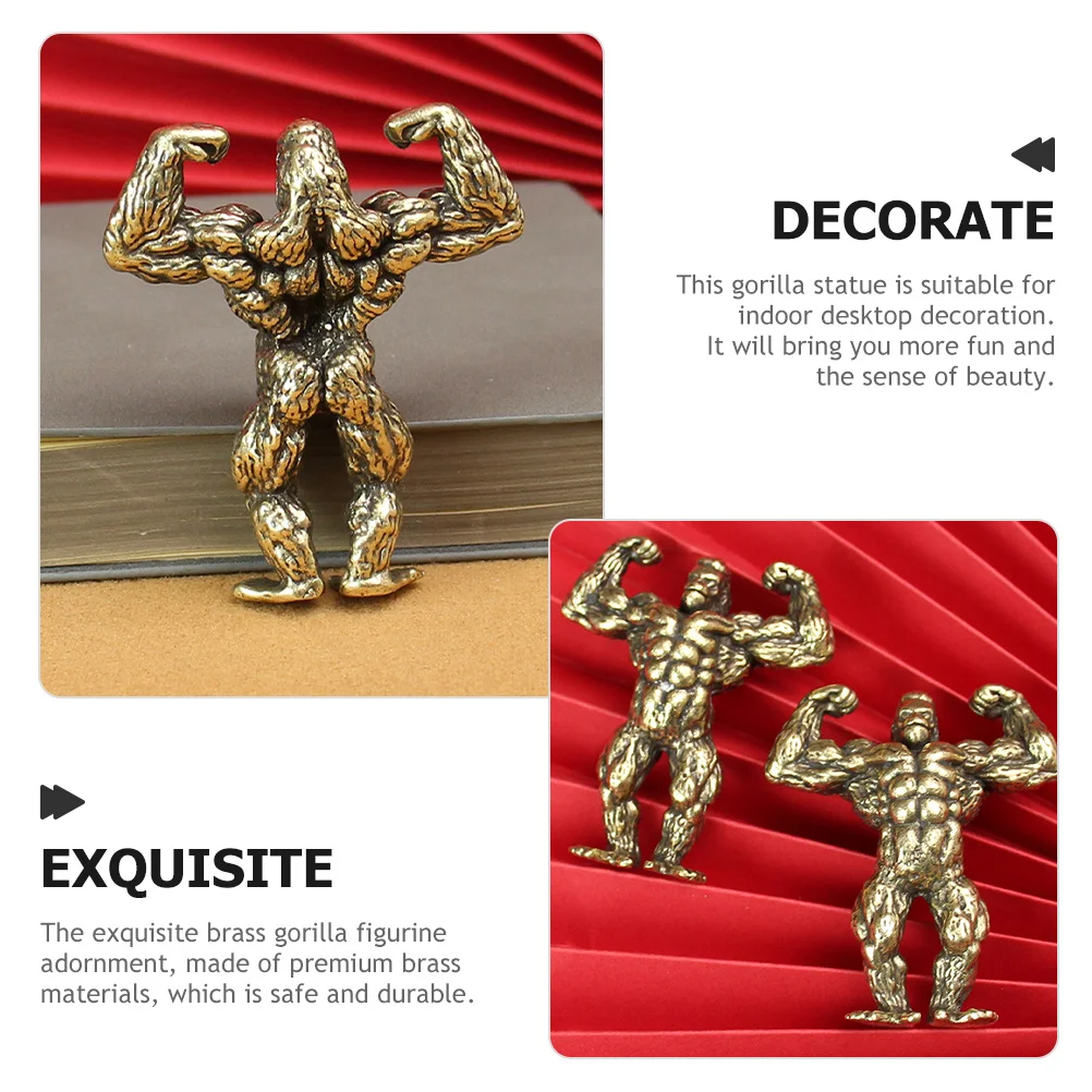 

Muscle Gorilla Brass Craft Statue Desktop Ornament Vintage Sculpture Decor Miniature Animal Statue For Home Office