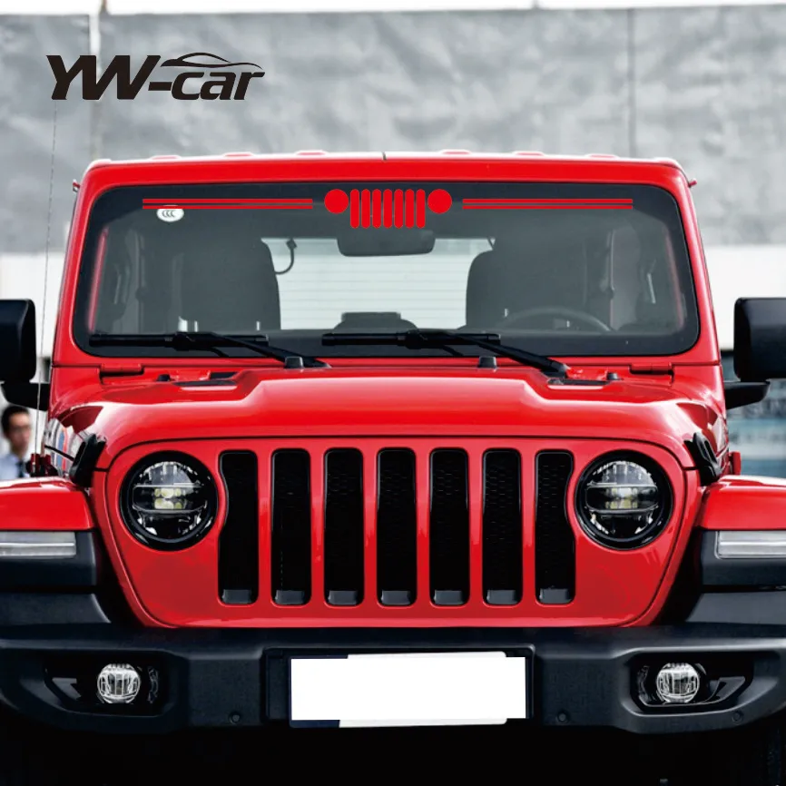 Reflective Grill Graphics Vinyl Decal Car Front Windshield Windscreen Window Sticker For Jeep Wrangler JK JL Gladiator Renegade