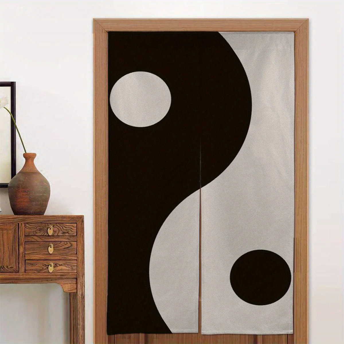 Japanese Yin Yang Door Curtain Room Divider Home Decor Privacy Screen Oriental Style Japanese Feng Shui Curtain Fabric