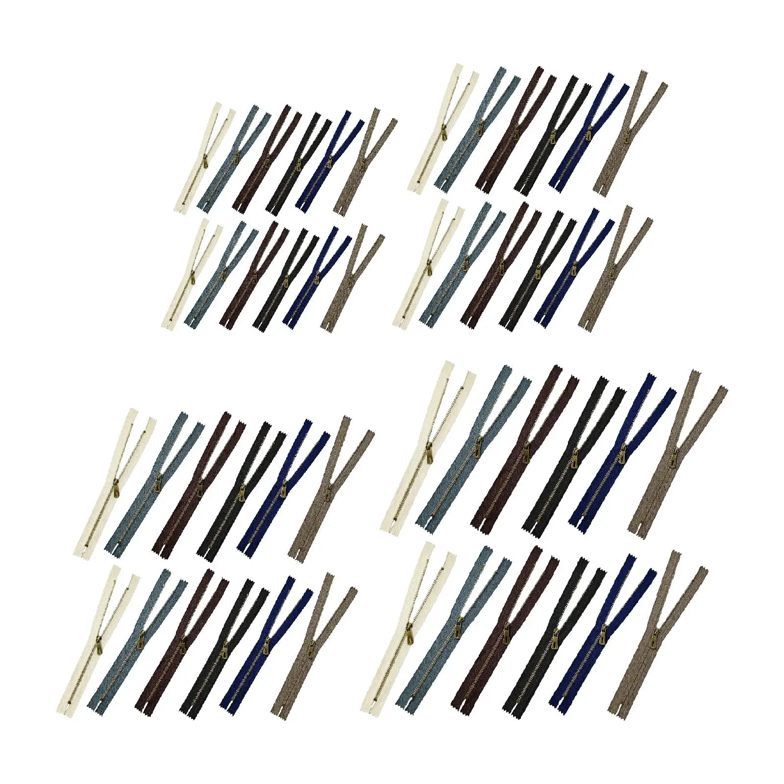 

12x Replacement Metal Zippers Size 3 6 Colors Accessories Replace Parts Multipurpose for Sewing Crafts Purse Jeans Bag Jacket