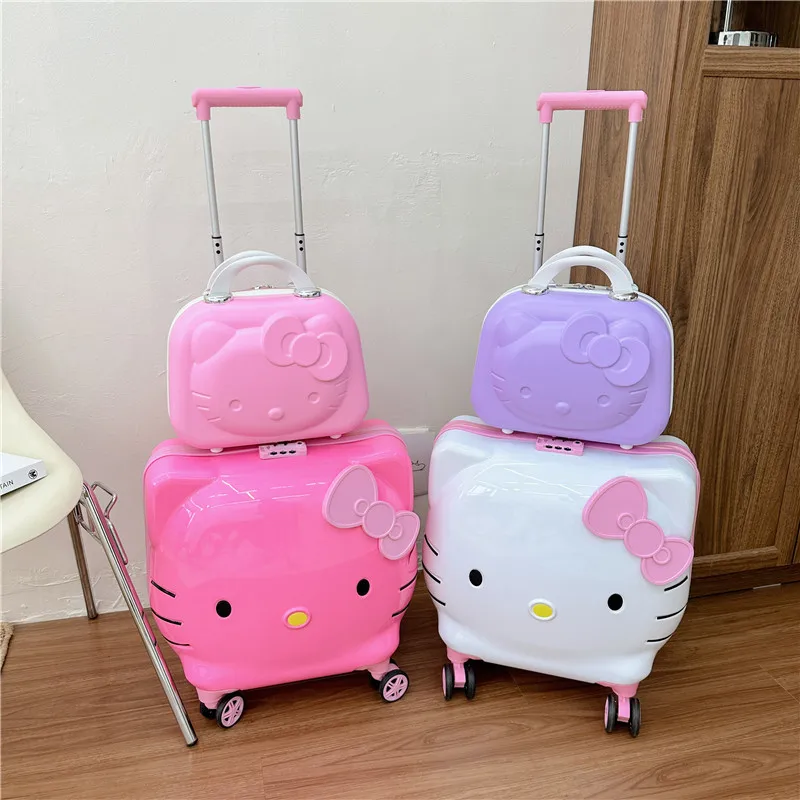 Hello Kittys Sanrios Trolley Case New Gir Souvenirs Cosmetic Case Carry-On Suitcase Anime Figure Kawaii Cartoon Birthday Gift