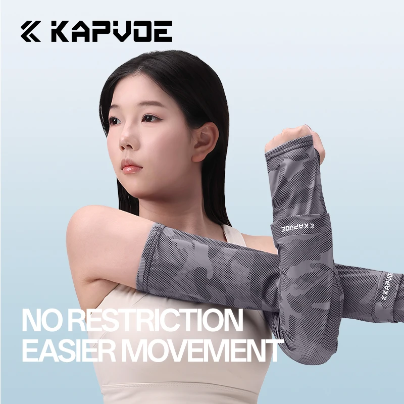 Kapvoe アイス吸汗速乾 サイクリング 釣り ランニング ハイキング メンズ 軽量 サイクリングスリーブ 通気性 冷感 スポーツスリーブ