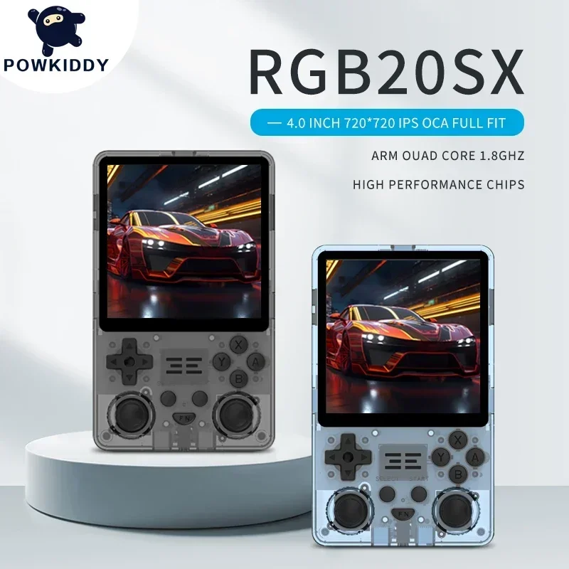 POWKIDDY NEW RGB20SX Handheld Game Console 720*720 4 Inch IPS Screen Built-in WIFI Retro Gaming Opending Linux Children's Gifts