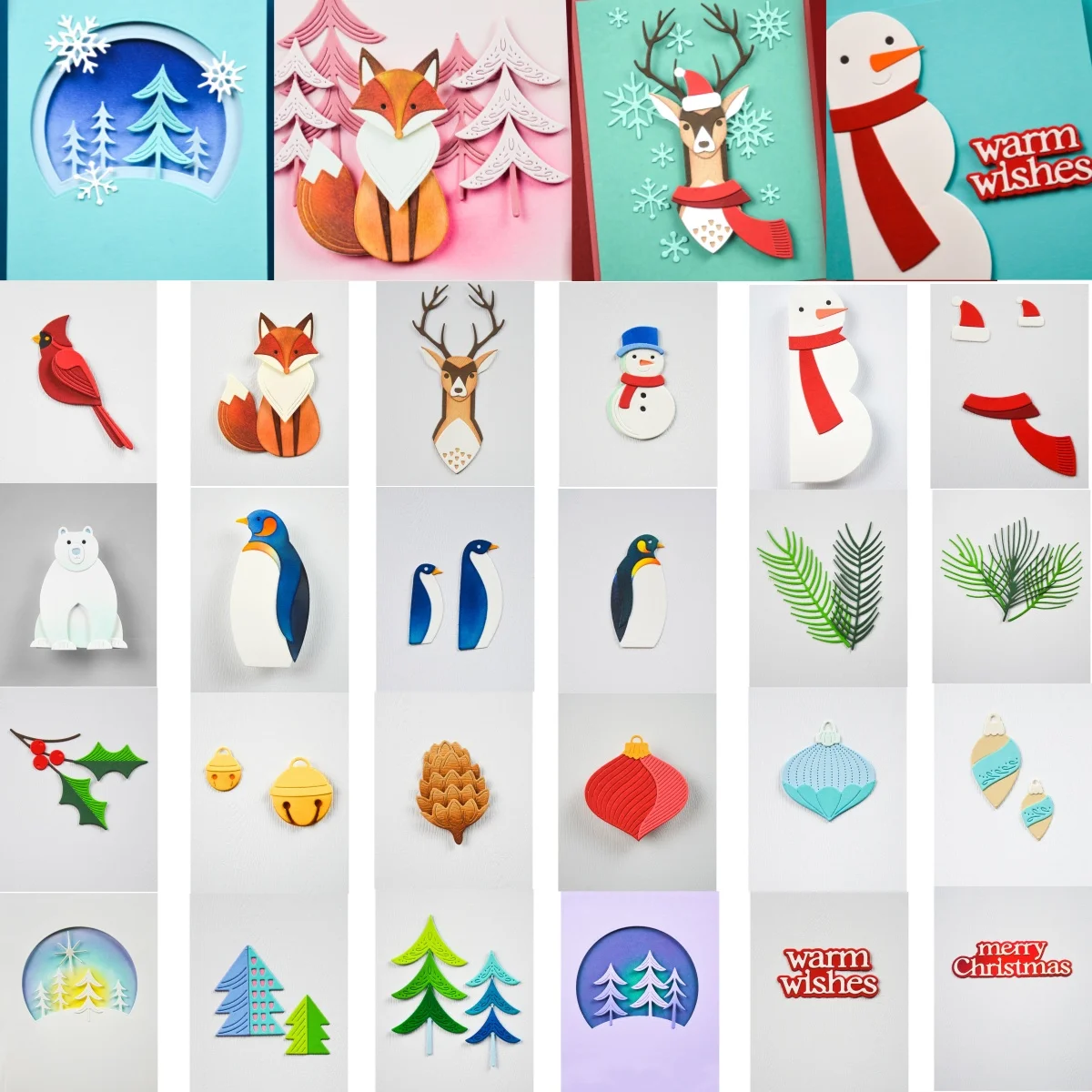 

Holly Pine Trees Snowman Penguins Polar Bear Christmas Metal Cutting Dies for DIY Decorating Scrapbook Paper Card Album Craft