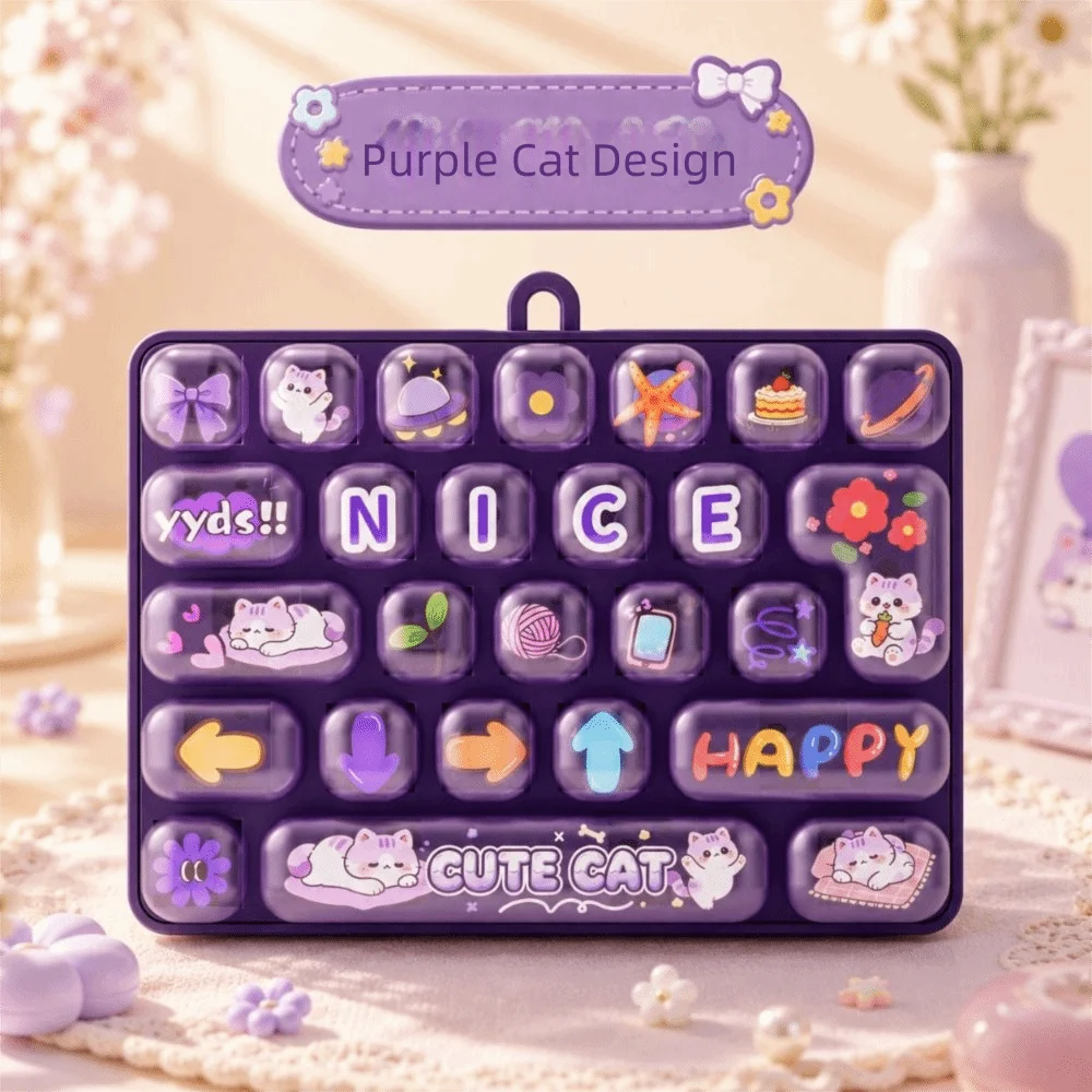 Animal Theme 26 Keys Keyboard Keychain Clear Key Sounds Plastic Mechanical Keyboard Pressable Keys Cartoon