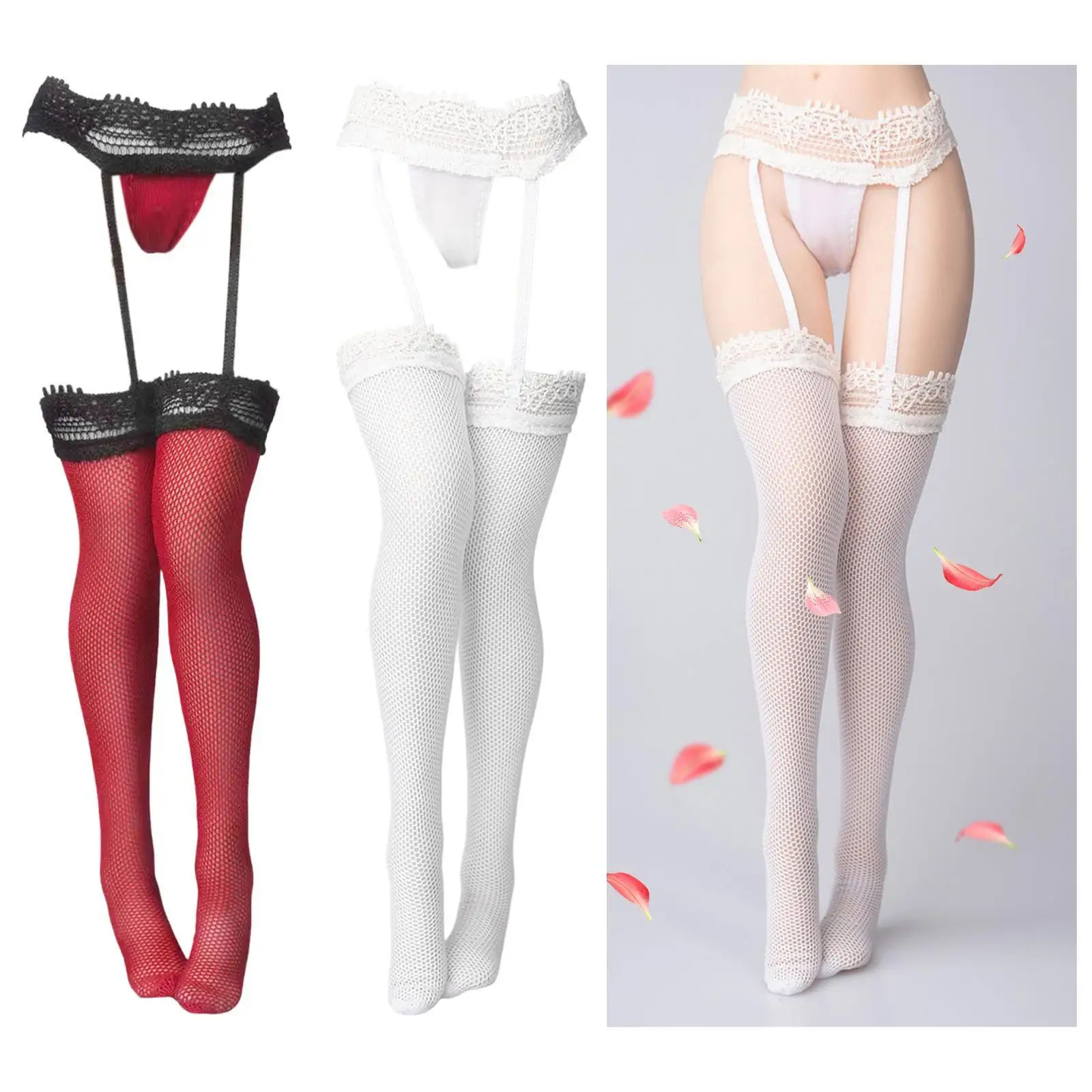

1/6 Doll Garter Socks Styling Costume Accessories Womens Suspender Thigh High Stockings Costume Outfit Fashion 1:6 Scale