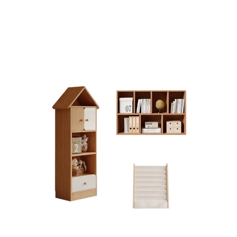 Kids Floor to Ceiling Bookshelf Simple Grid Storage Cabinet Wall Mounted Locker Low Household Combination Unit