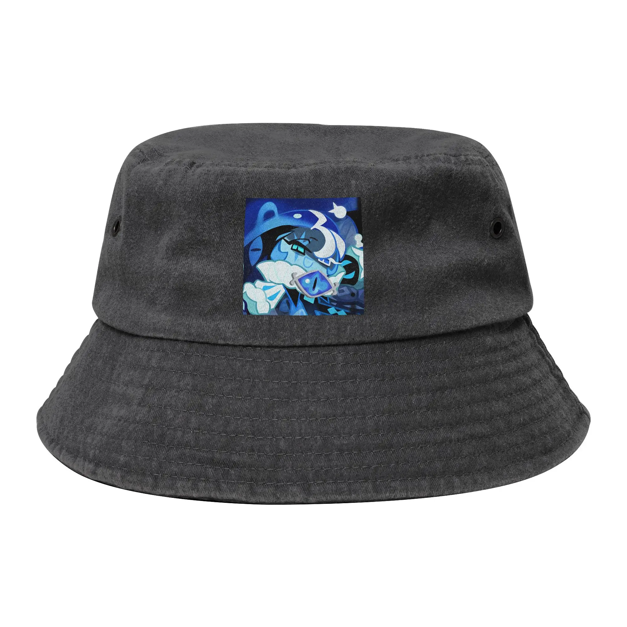 Vocation Shadow Milk Cookie Run Kingdom Bucket Hats Teen Distressed Denim Sun Hats Cute Cartoon Anime Bob Hat Fisherman Caps