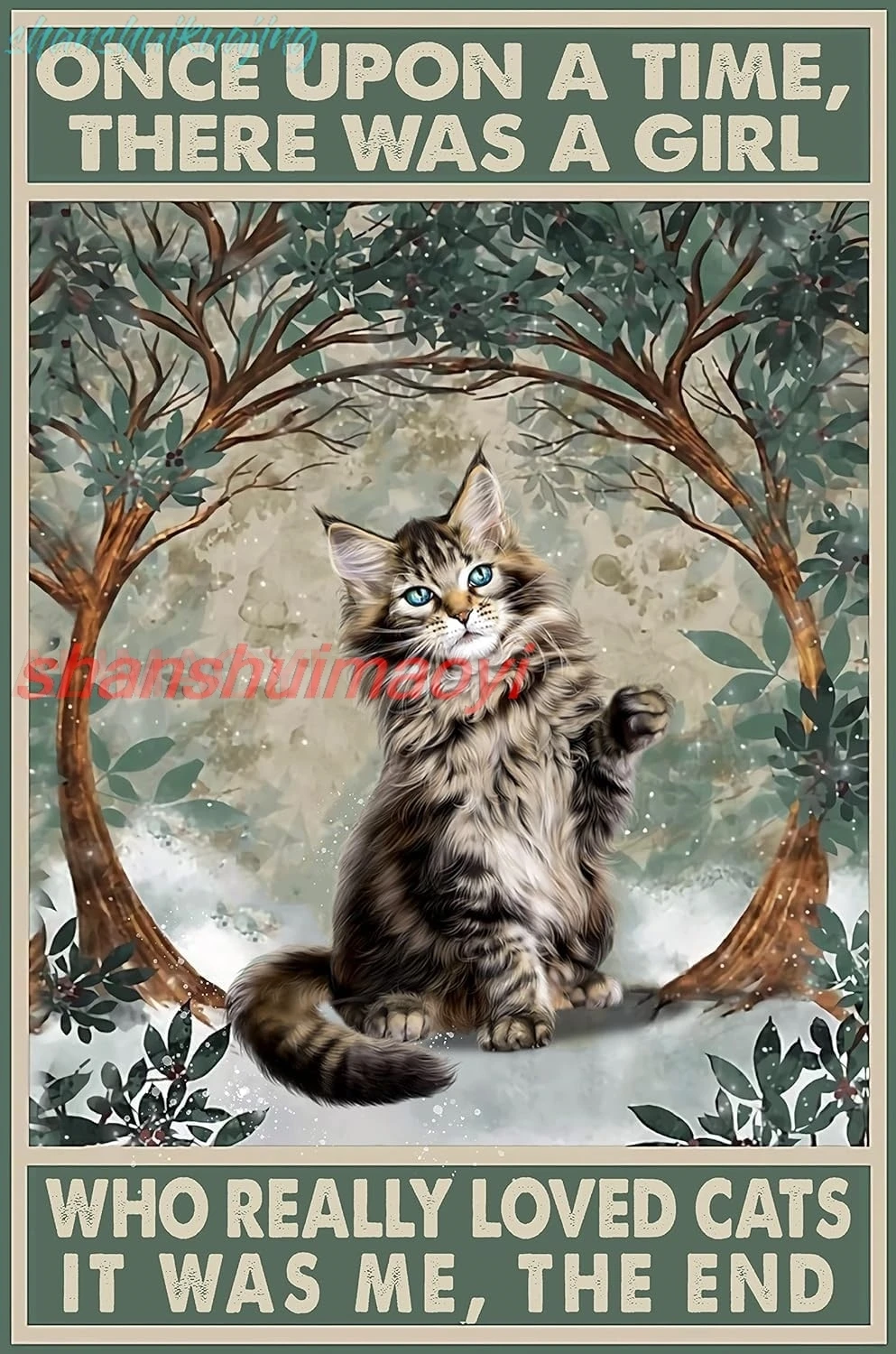 CCPARTON Metal Signs Once Upon A Time There was A Girl Who Really Loved Cats Signs Vintage Aluminum Sign for Home Retro Cof sign
