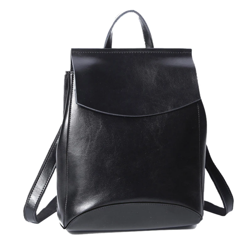 High Quality Real Cowhide Women Backpack Knapsack Crossbody Shoulder Bag Oil Wax Genuine Leather Female Rucksack School Daypack