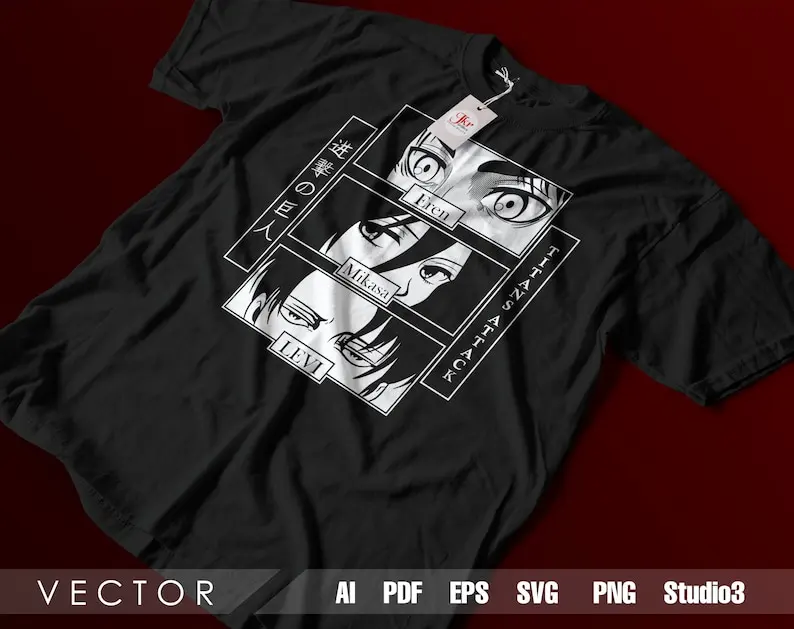 Attack On Titan Vector Anime Tit4N Pictures Japanese Manga Merch Printed Unisex T-Shirt