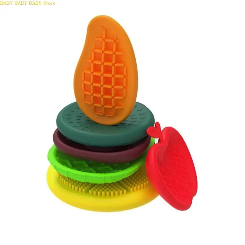 Q81A 6pcs Fruit Theme Textured Stone Toy For Relaxation And Calming for School Use