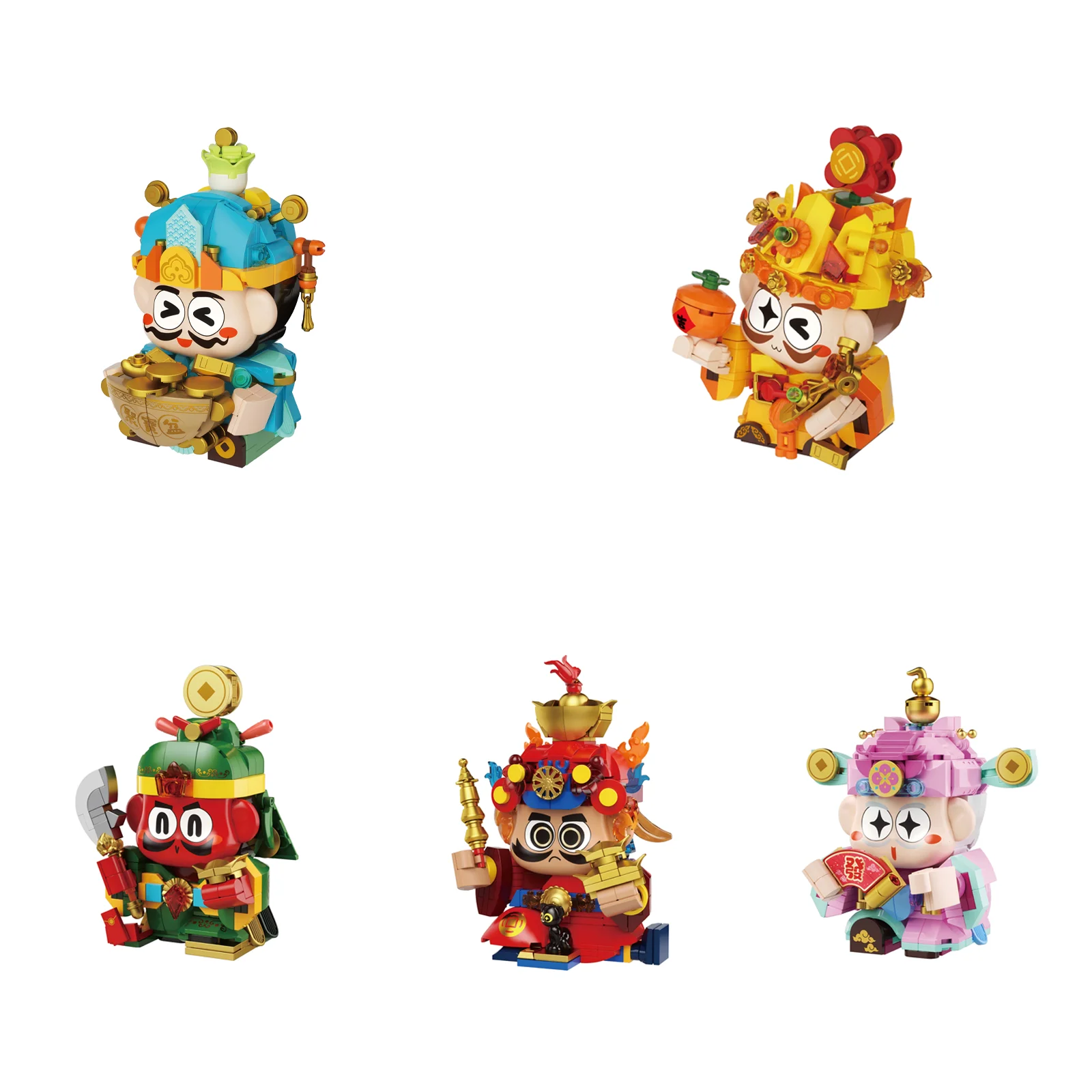 

JAKI Five Gods of Wealth Home Decor Creative Building Blocks Set Model Assembly Kit Educational Toy Adult Birthday Gift