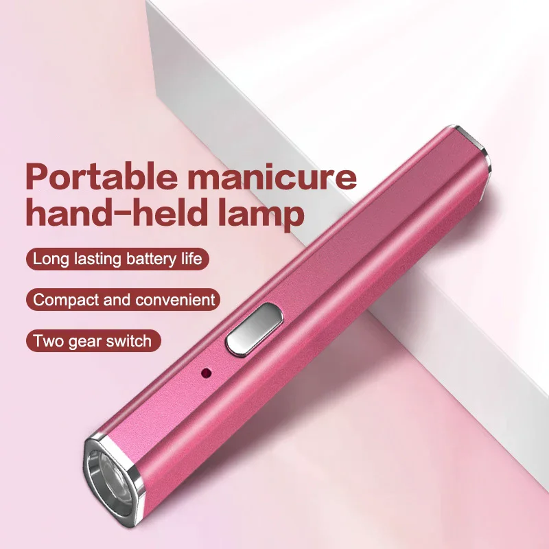 Mini lampe à ongles Portable, Mini lumière UV métallique Portable pour ongles en Gel avec 2 minuteries 20s/60s