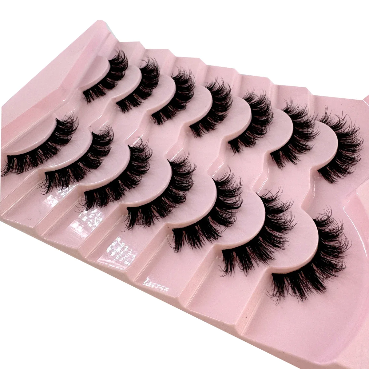 AMSDCN 7 Pairs Fluffy Cat Eye Faux mink eyelashes natural long false eyelash extension handmade volume 3d lashes makeup faux cil