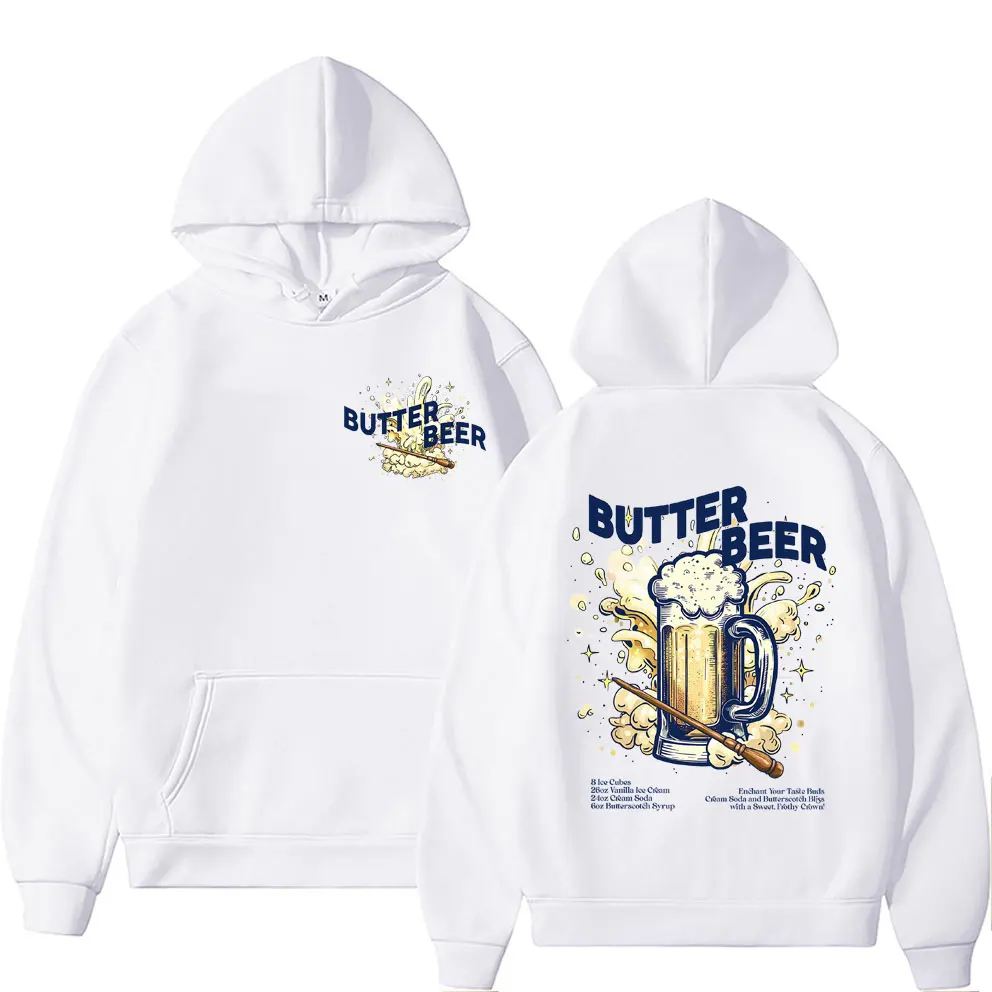 

Funny Butter Beer Graphic Print Hoodie Men Women Fashion Casual Oversized Pullover Male High Quality Fleece Cotton Sweatshirt