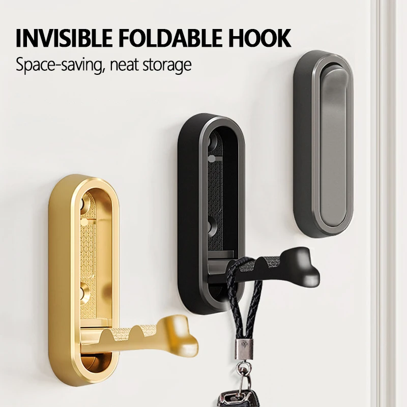 Folding Wall Hooks Towel Coat Hook Aluminum Alloy for Home Kitchen Bathroom Towel Hanger Heavy Duty Flip Down Robe Hook