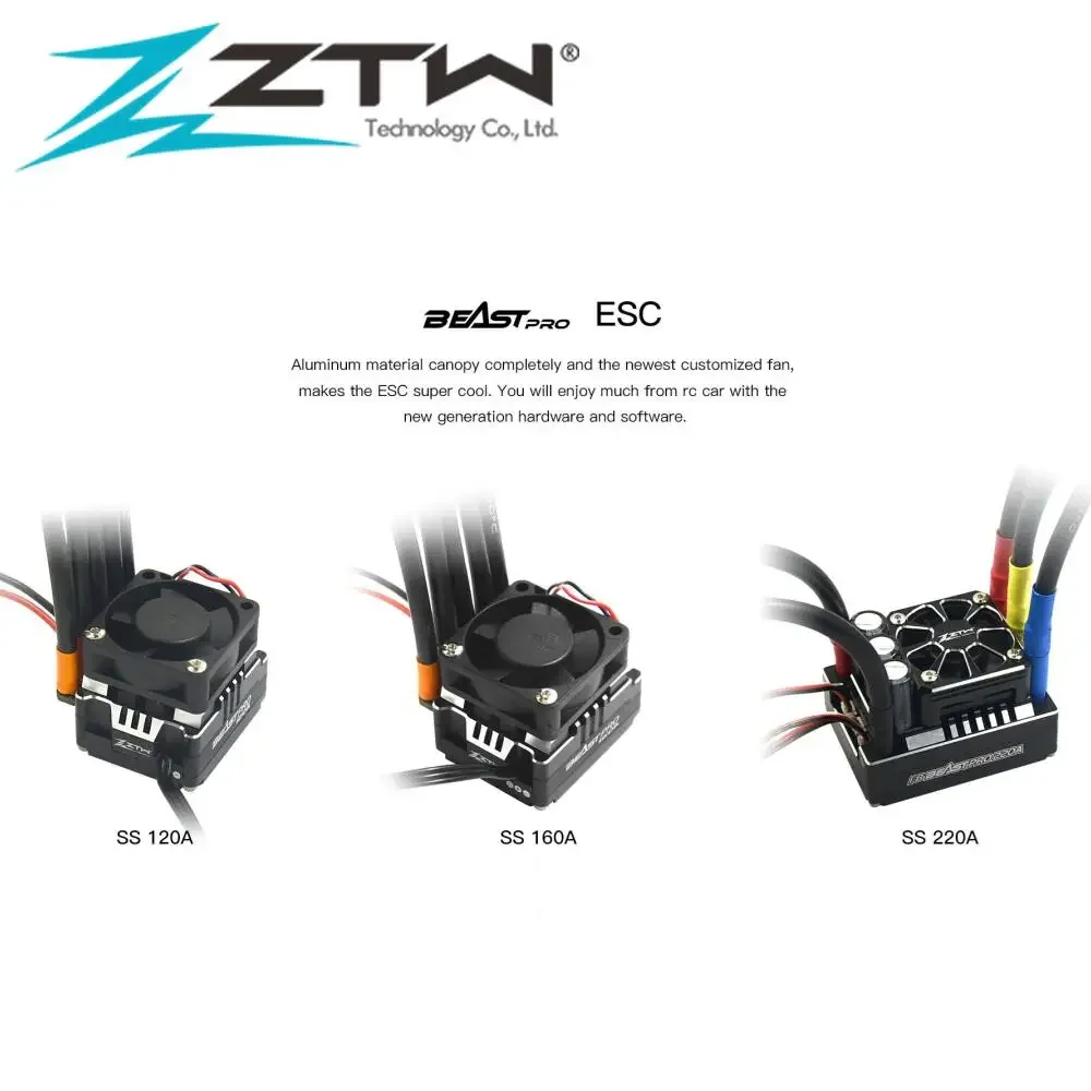 ZTW bestia seria PRO 120A 160A 220A bezszczotkowy elektroniczny regulator prędkości ESC dla 1/10 1/8 RC samochodu