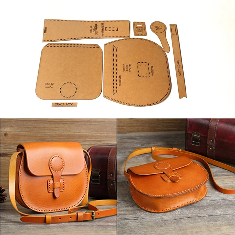 DIY Leather Tool Kit Kraft Handbag Sewing Pattern DIY Handmade Craft Template Finished Product Size 21x19x6.5CM