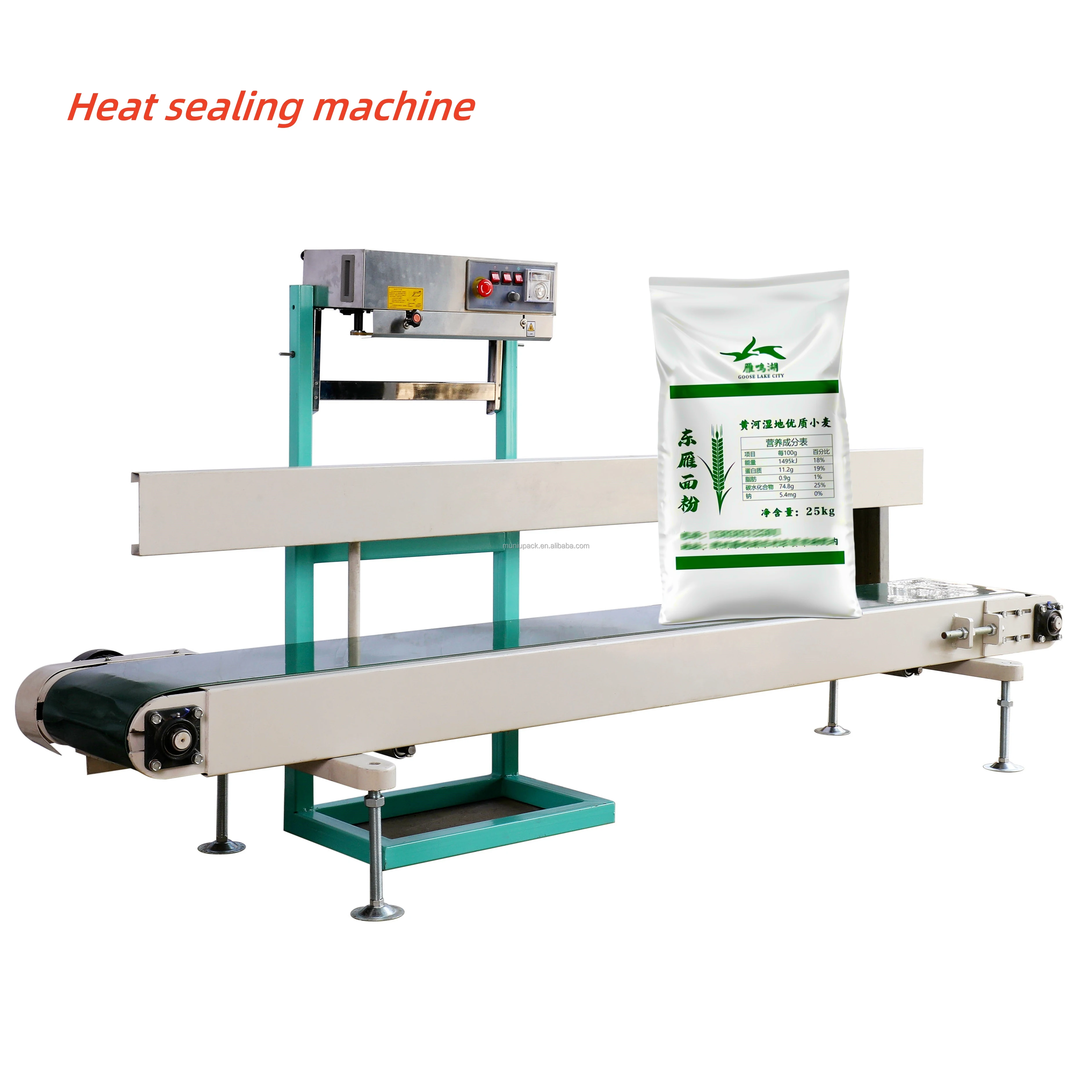 

Continuous Heat Sealer Machine 5-50kg Capacity for Packaging Rice Flour Used Condition Film Conveyor Packaging Heat Sealing Bag