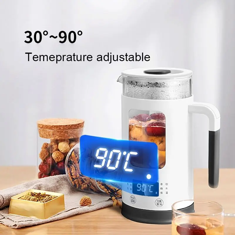 Multifunctional Thermostatic Electric Kettle Health Dessert stewer Tea Maker Glass Water Boiler 24H Automatic Heat Preservation