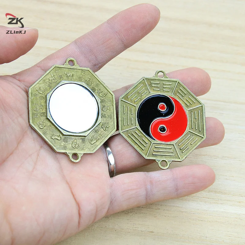 1pc Chinese Fengshui Mirror 5cm Small Bagua Mirror Metal Retro Yinyang Crafts Ornaments Home Wall Decoration Pendant