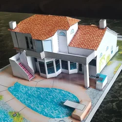Two-storey Villa Cottage 3D Paper Model DIY Puzzle Parent-Child Handmade Class Building Papercraft Toy