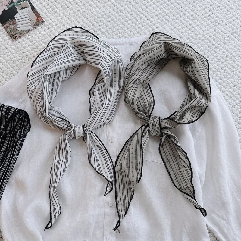 

Retro Artistic Style100%cotton scarf women, spring and summer, textured, breathable, plaid, decorative outer a