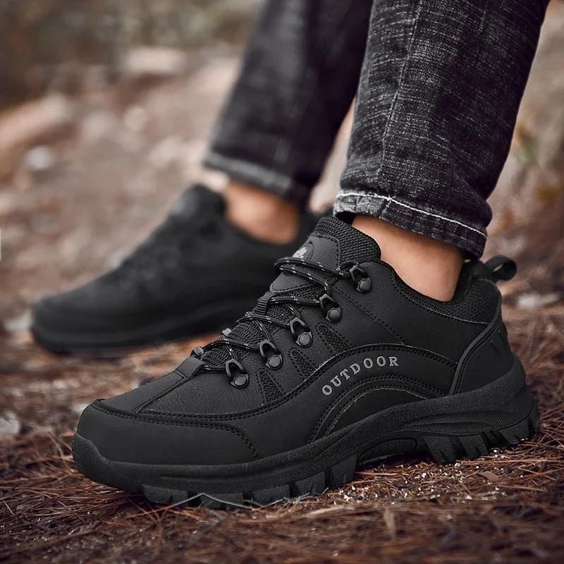 Outdoor Hike Sneakers High Quality Leather Trekking Shoes Non-slip Waterproof Men Hiking Shoes Climbing Camping Mens Sneakers