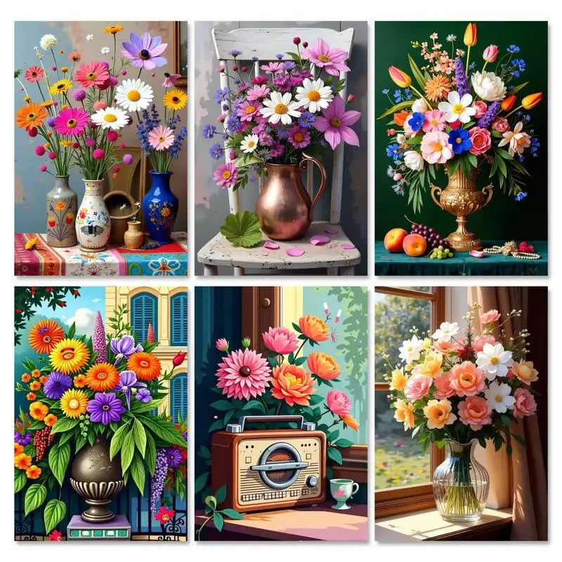 

RUOPOTY Acrylic Paint Painting By Numbers For Adults Diy Frame Flowers Picture By Number Kits For Gift Diy Ideas